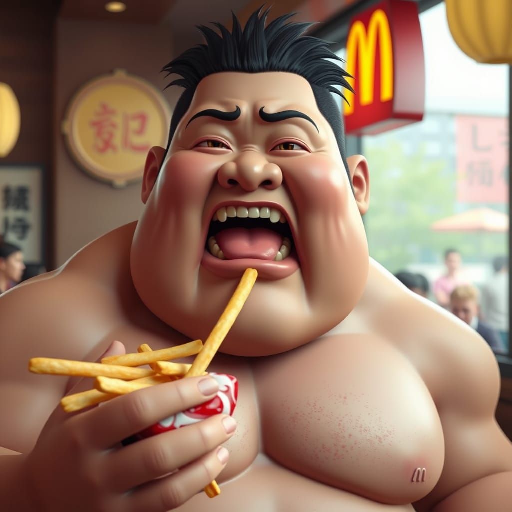 Sumo Wrestler Enjoying a McDonald's Feast in Stunning 3D Ani...