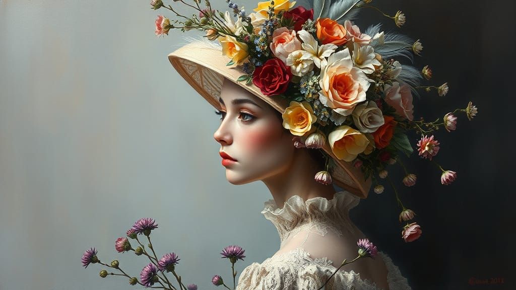 Whimsical Watercolor Portrait in Dreamy, Fantastical Style