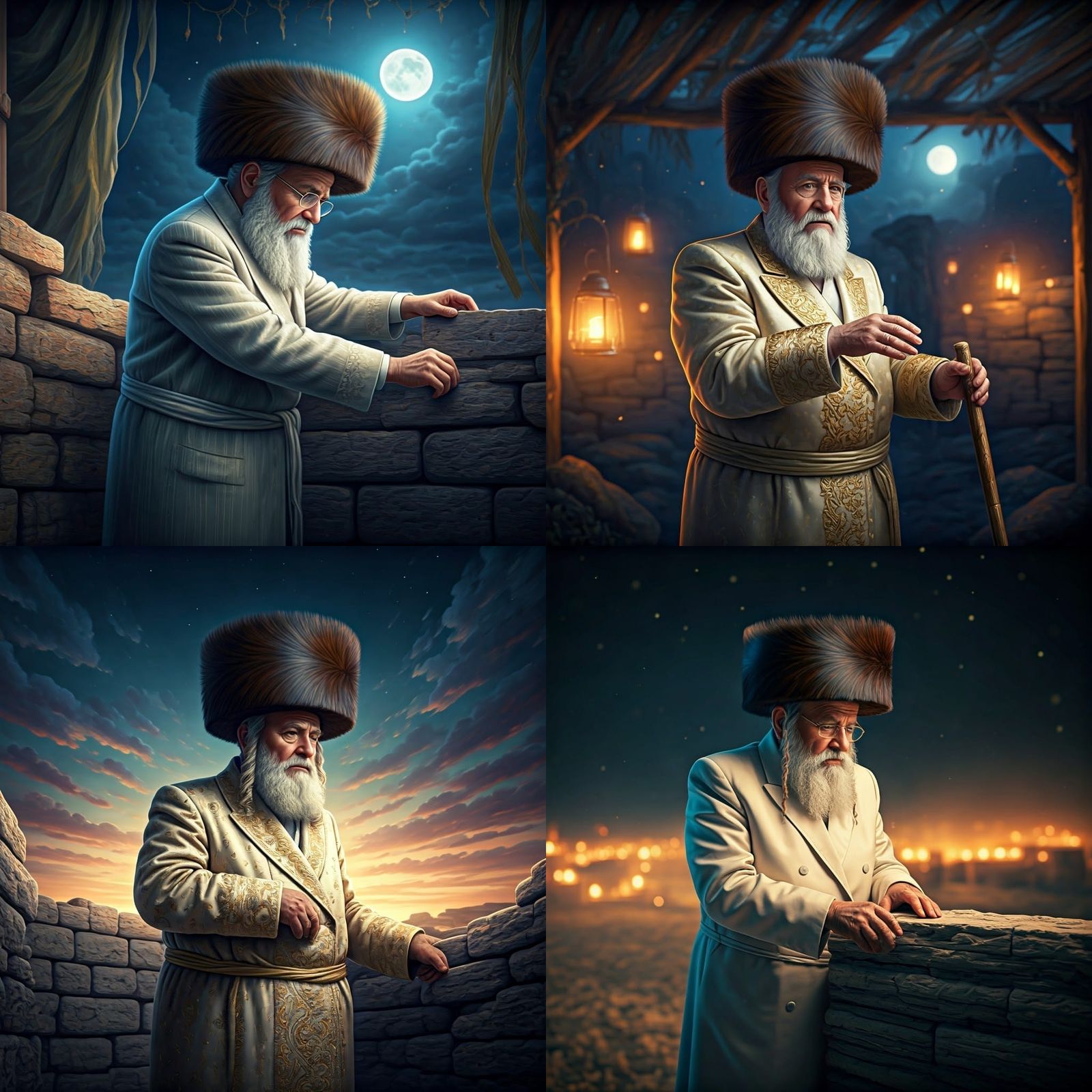 Hasidic Jew Builds Sukkah: Detailed Matte Painting