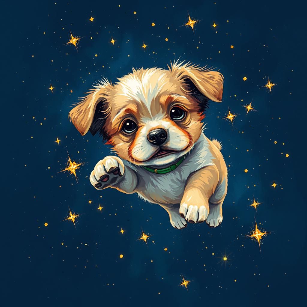 Puppy's Galaxy Adventure: A Digital Street Art Creation
