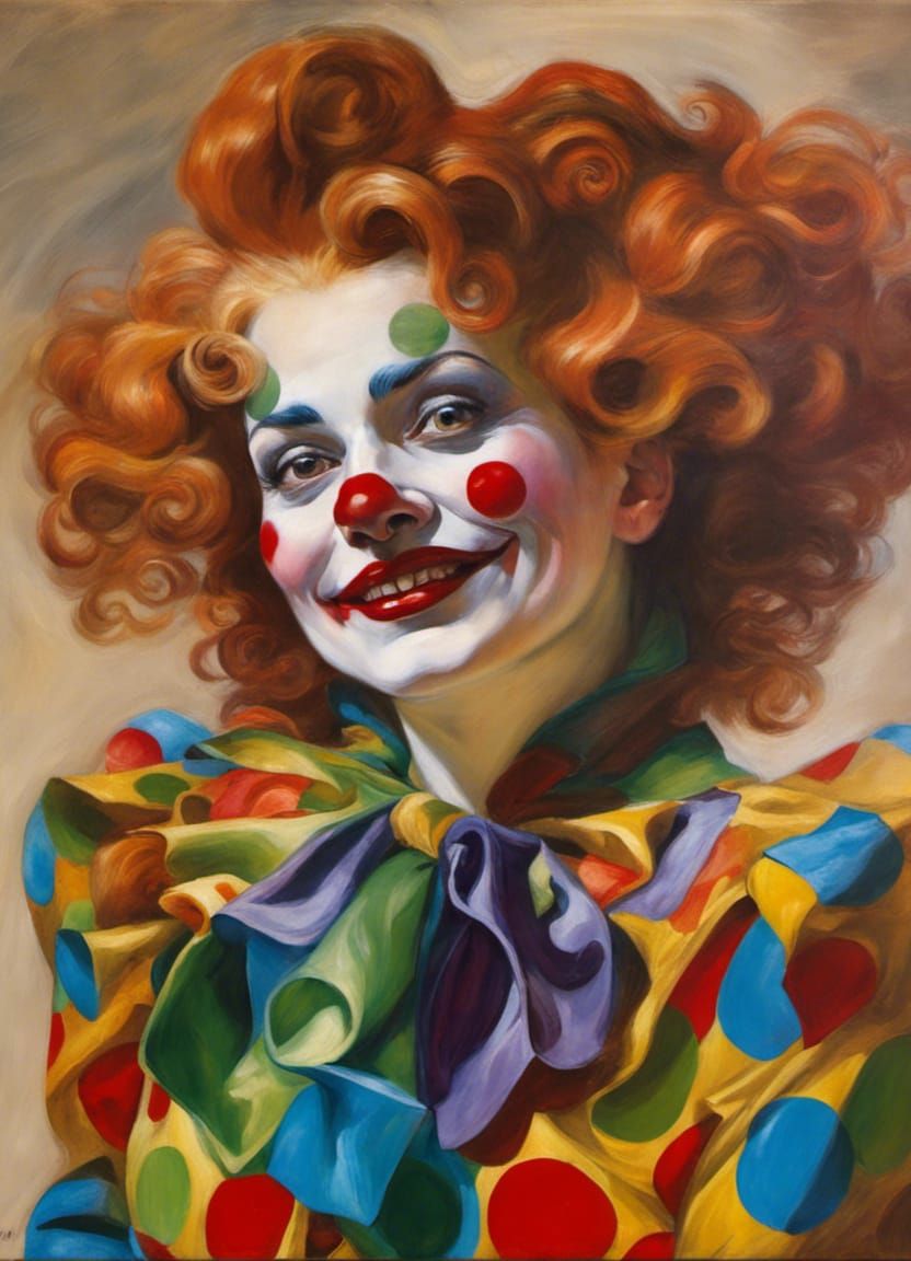 Demonic Clown Portrait in Chiaroscuro Style