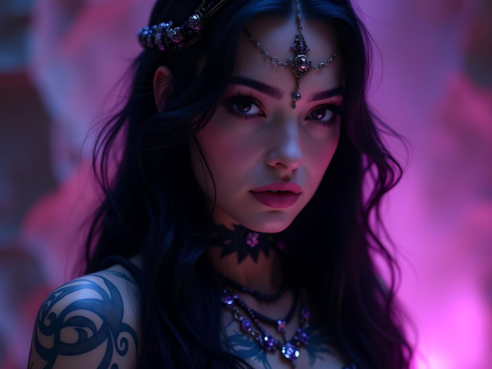 Dystopian Sci-Fi Woman with Mystic Aura