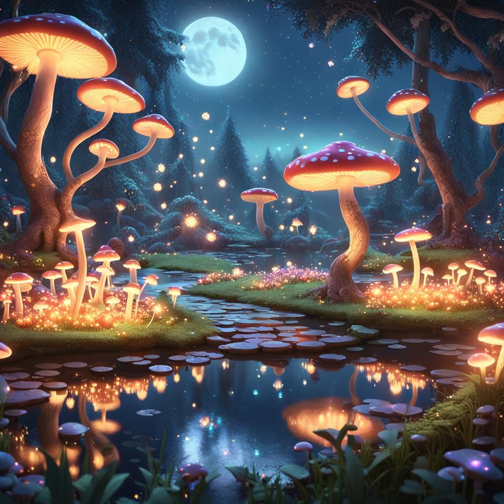 Magical Garden Concept Art in 3D Animation Style