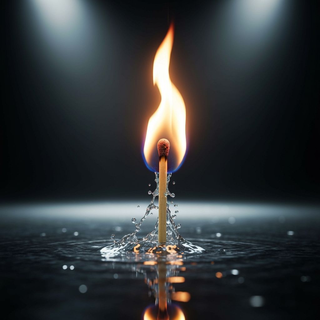 Fiery Water Matchstick in Magritte Style