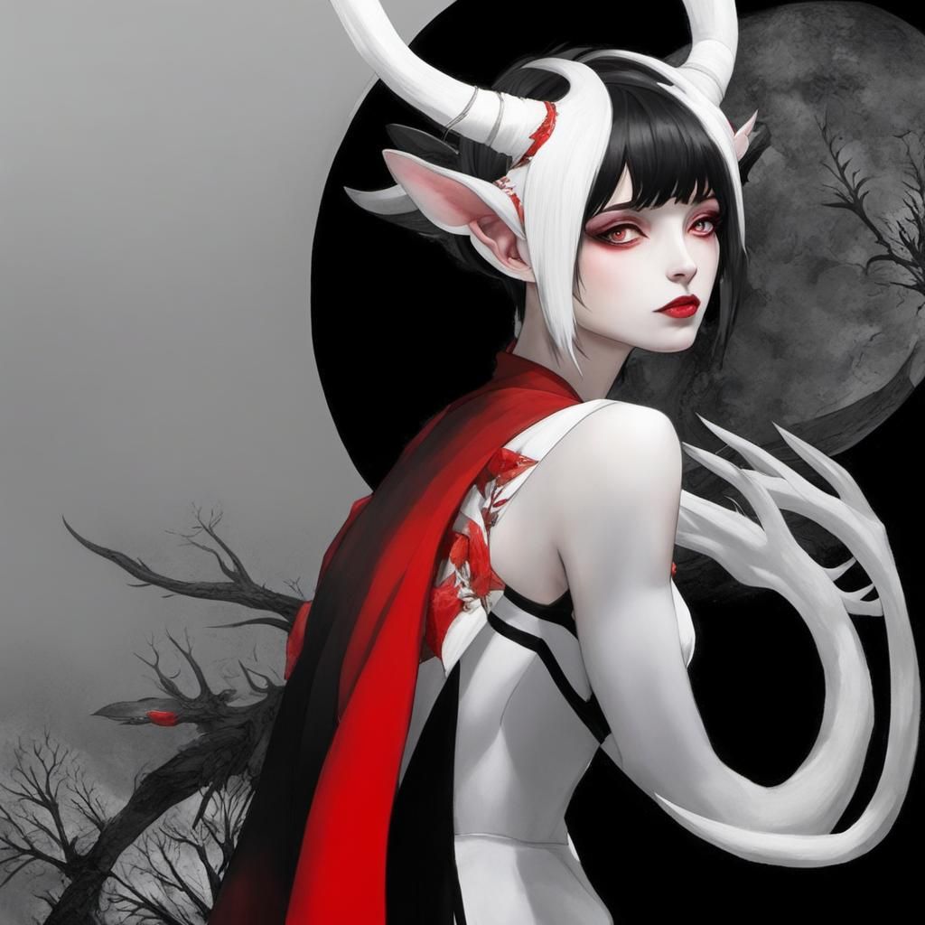 Sad Faun Girl in Dystopian Landscape