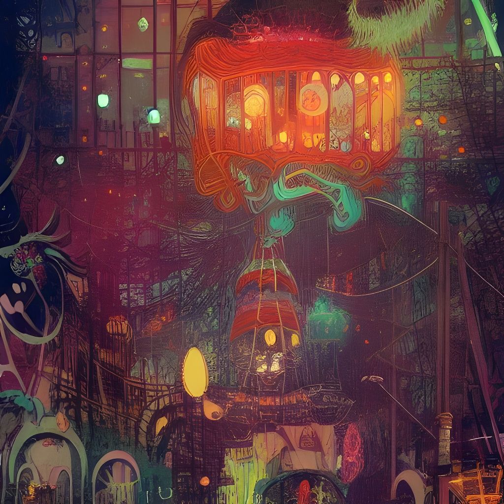 Enchanting Carnival at Night: Intricate Matte Painting
