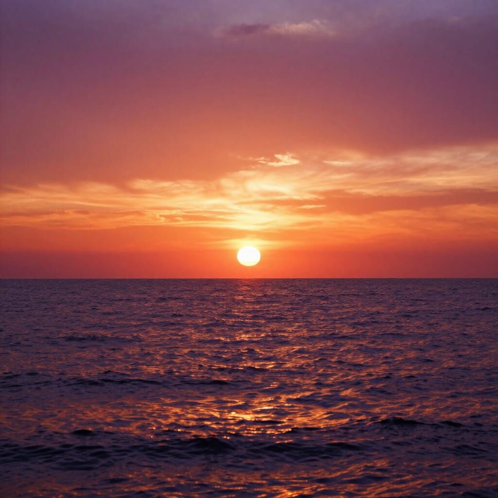 Vibrant Sunset Over the Sea in Photorealistic Style