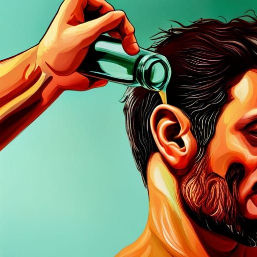 Hyperrealistic Man Poured from Bottle: Splash Art