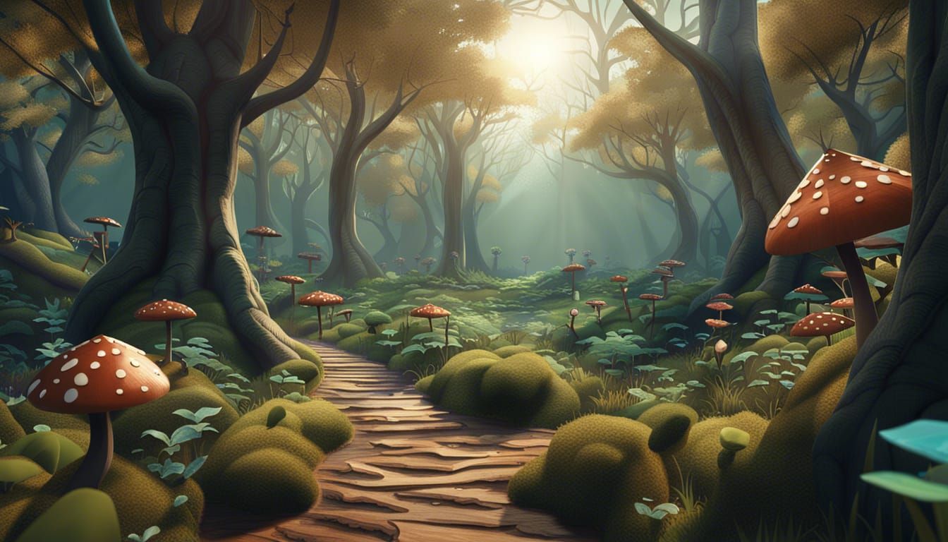 Enchanting 3D Woods Scene
