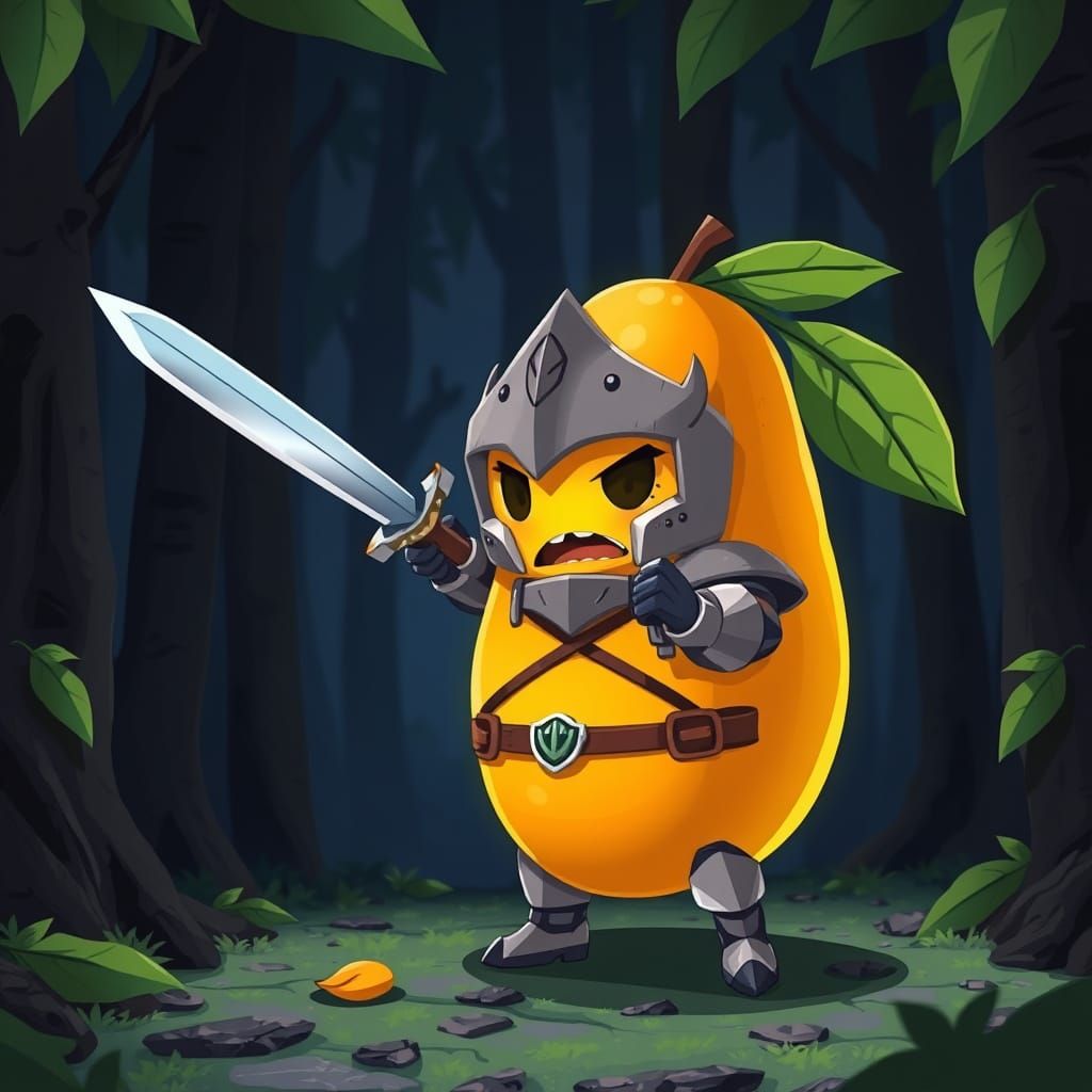 Mango Warrior in Dark Forest: Anime Style