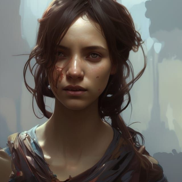 Refugee Women Portrait in Hyperdetailed Digital Art