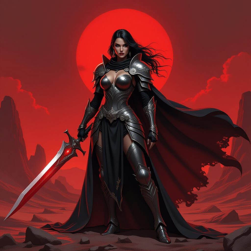 Aresian Warrior Woman in Dark Fantasy Concept Art