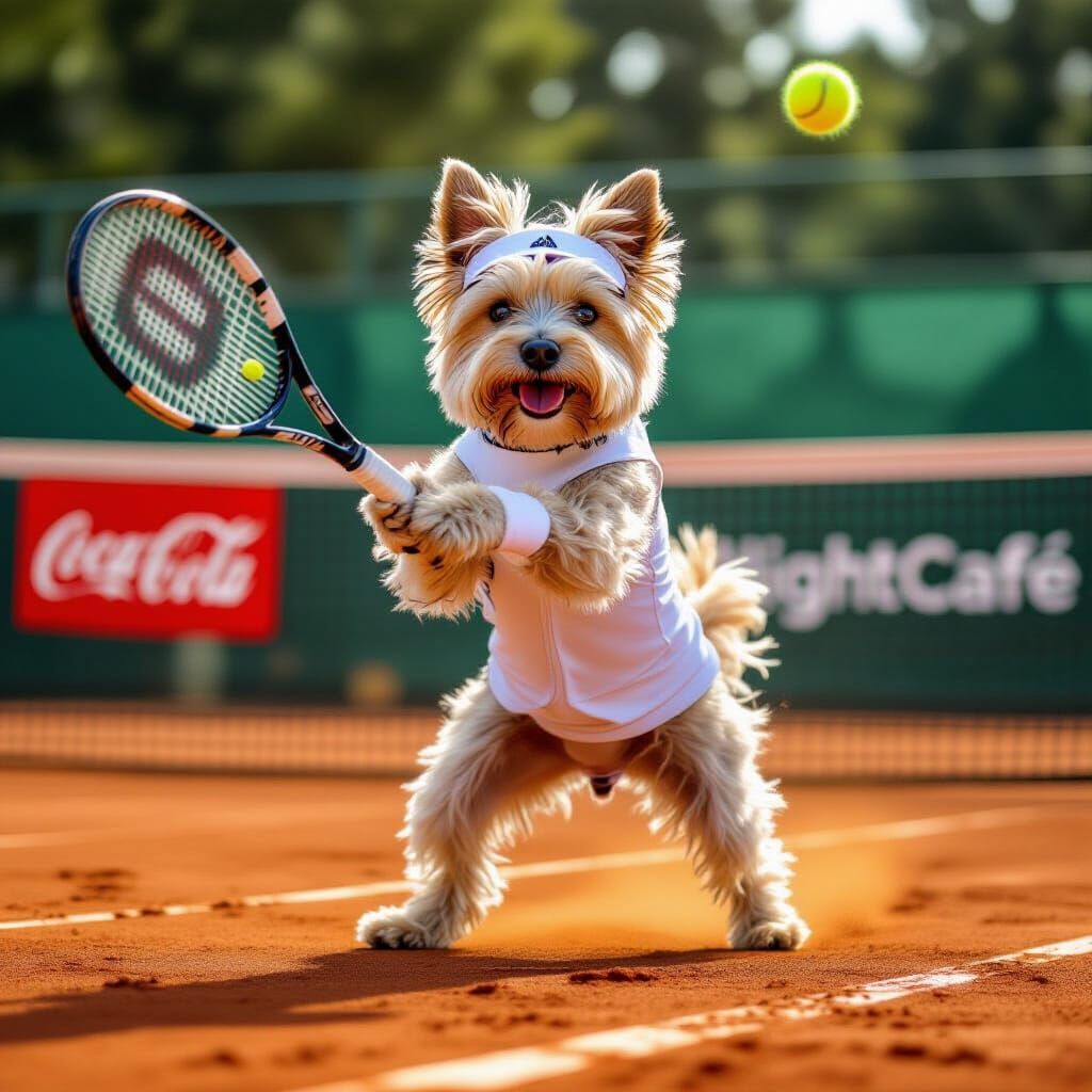 Norwich Terrier Plays Tennis at Wimbledon