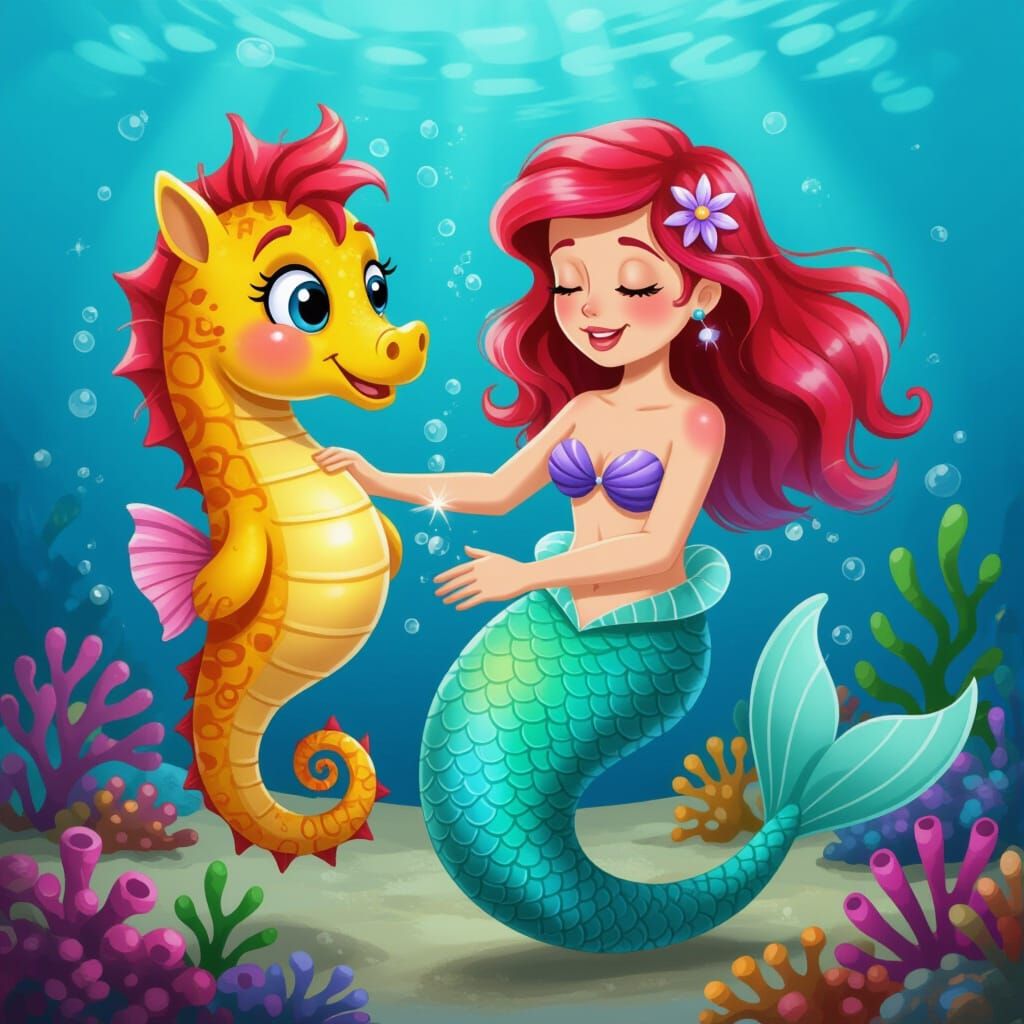 Seahorse Charlie Gets a Mermaid Massage