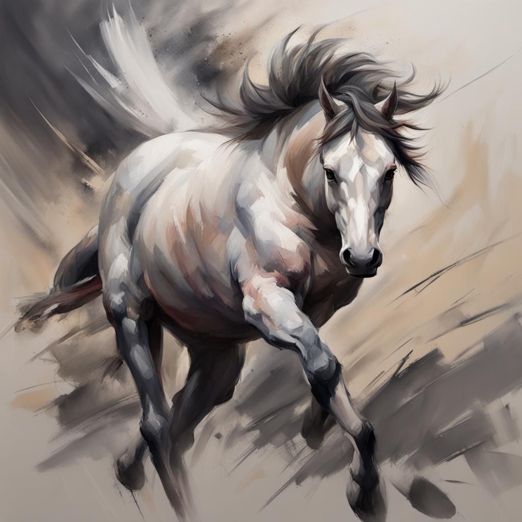 Dynamic Abstract Brushwork in Tachisme Style