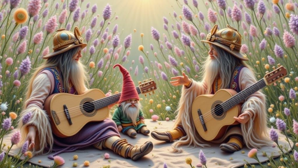 Whimsical Troubadours in Lavender Meadow
