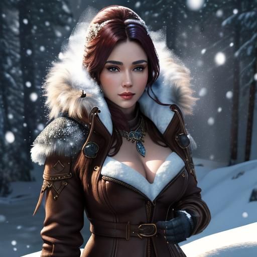 Fierce Dwarven Woman in Winter Wonderland