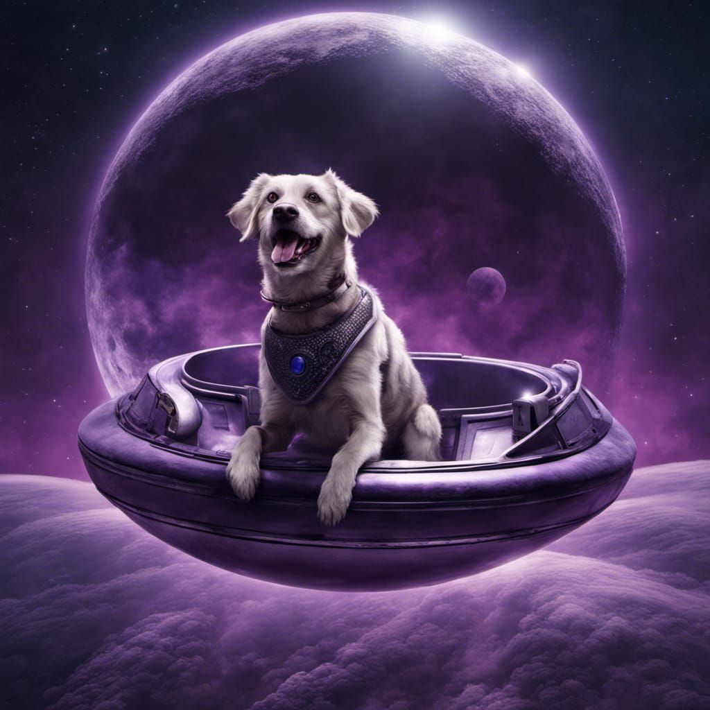 Dog in Spaceship Portrait, Hyperrealistic Style