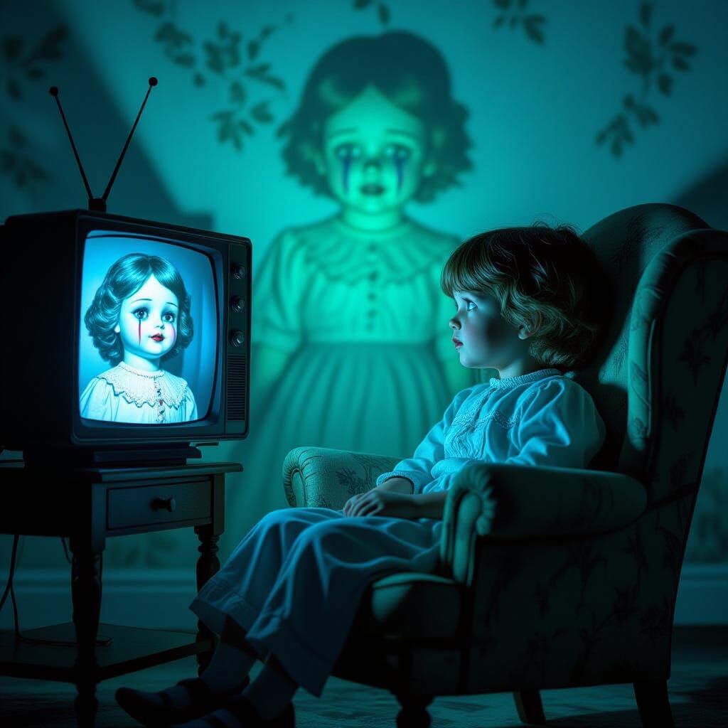 Creepy Doll on TV: 3D Game Cinematic Fantasy