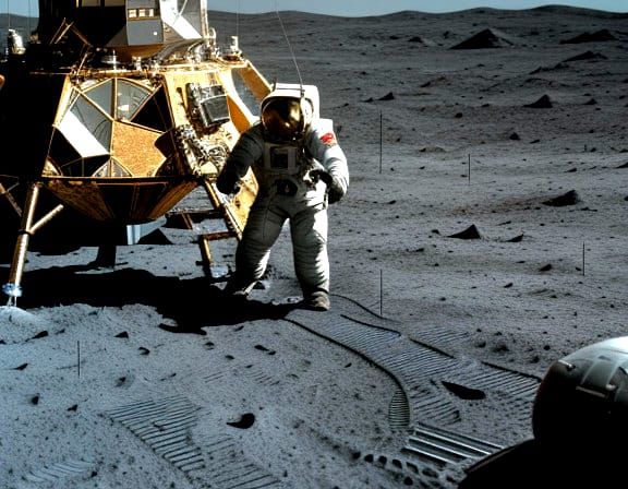 Lunar Landing in Vibrant Digital Art