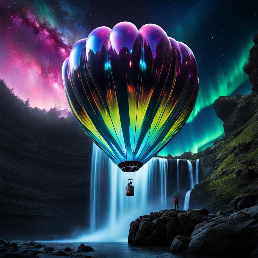 Jeweled Nebula Balloon Animal Crashes Waterfall