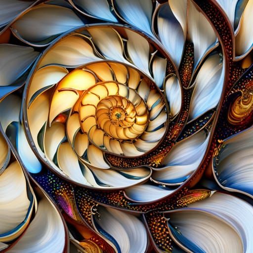 Rainbow Galaxy Inside Nautilus Shell