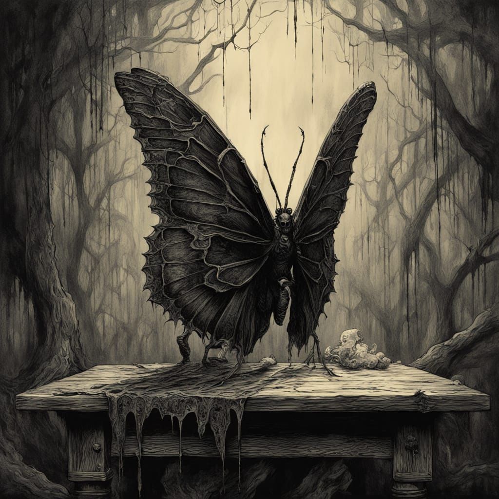 Surrealist Masterpiece of a Melting, Human-Like Butterfly in...