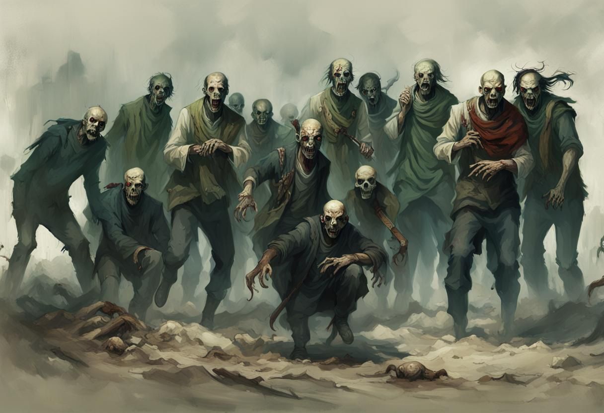 Zombie Horde in Desolate Wasteland Concept Art