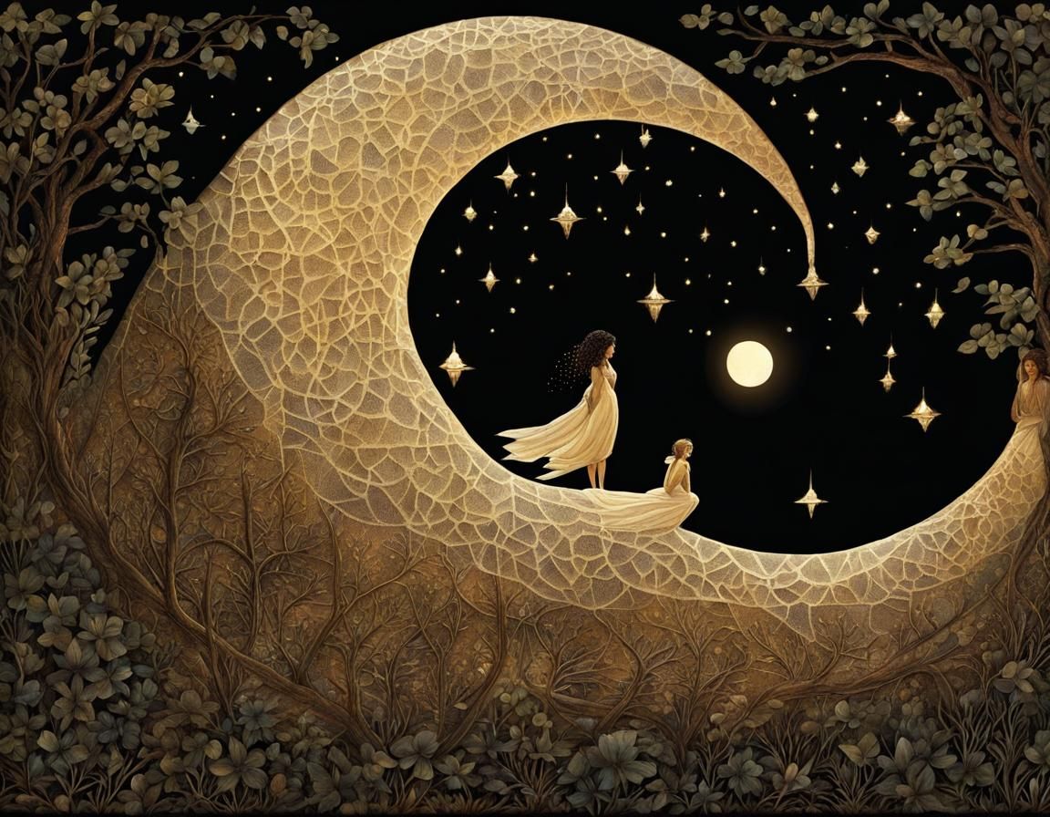 Earth Mothership Soaring Through Luminous Night Sky