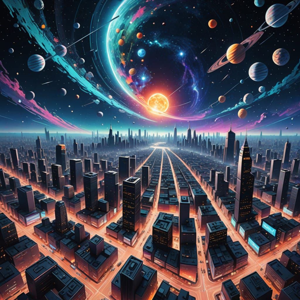 Astral Cityscape in Cosmic Space