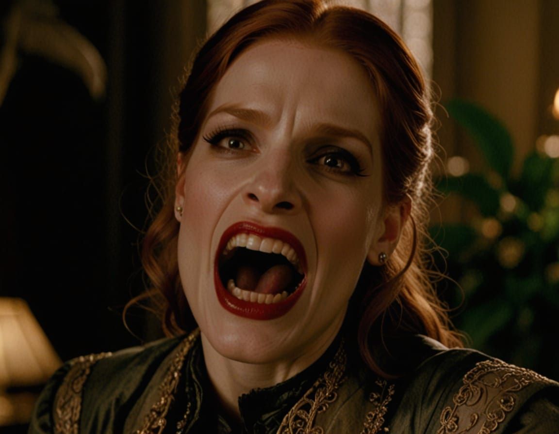 Jessica Chastain as Roaring Vampire Portrait