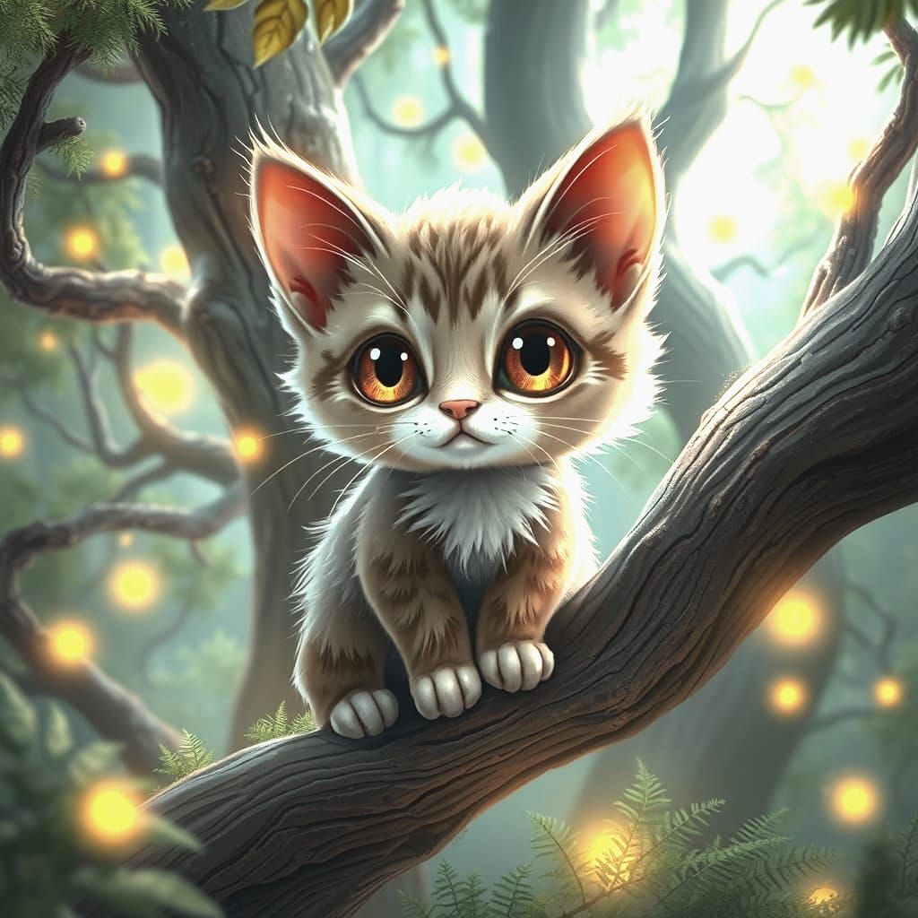 Vibrant Fantasy Cat in Whimsical Dreamscape