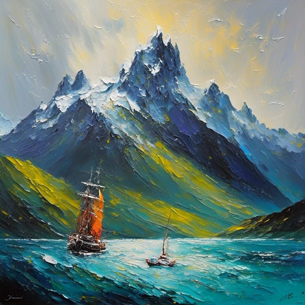 Tierra del Fuego Landscape: Impasto Oil Painting