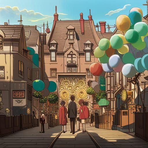 Festival Scene in Studio Ghibli Anime Style