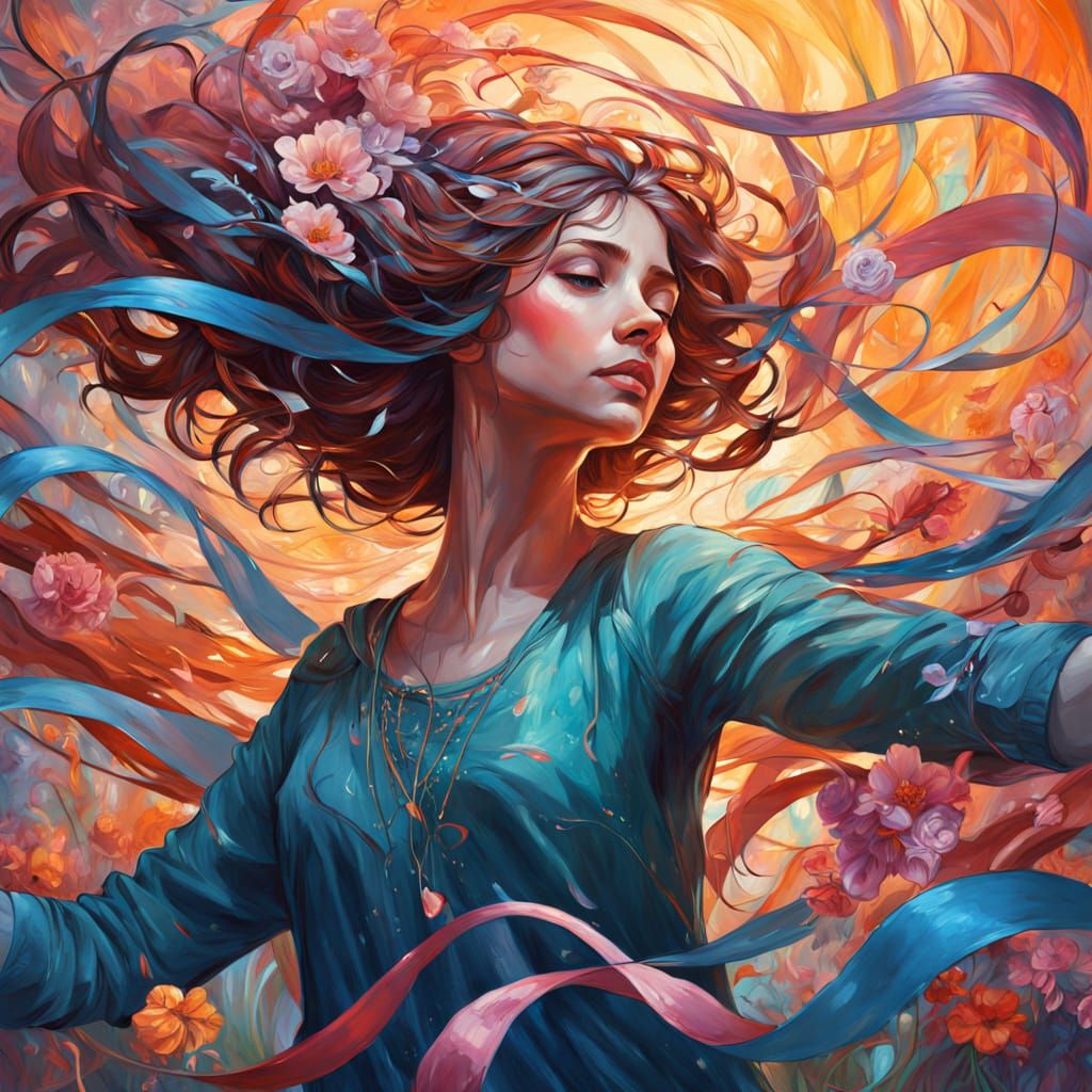 Vibrant Oil Painting of Emotional Connection with Musical No...