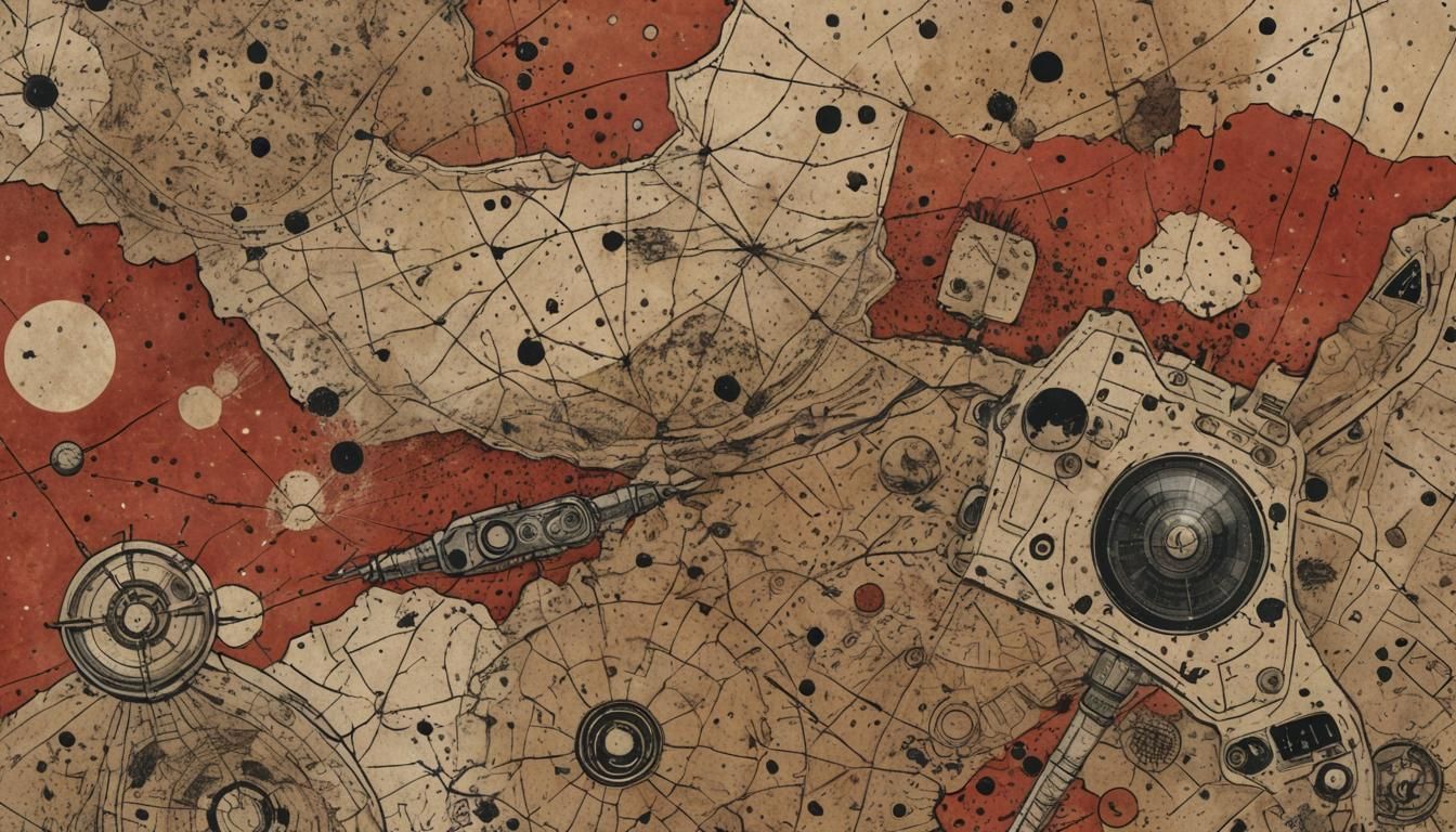 Retrofuturistic Martian Manuscript in Midnight Olive Green a...