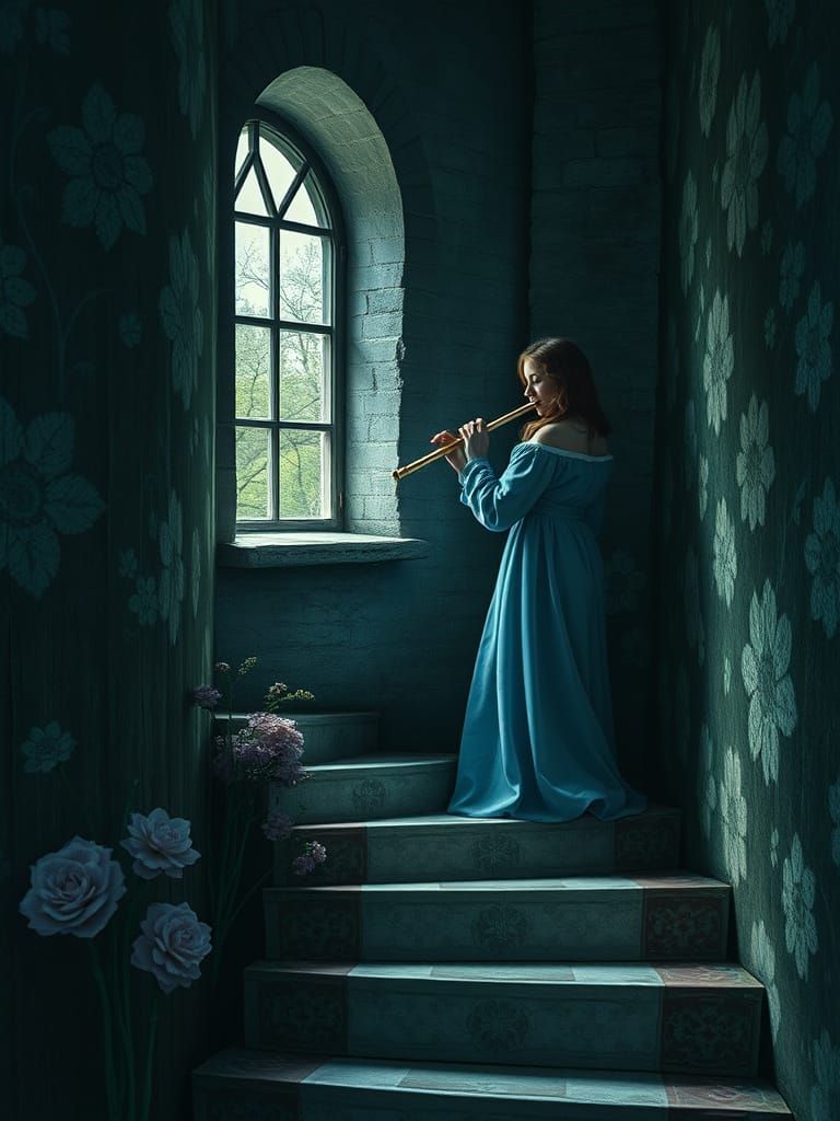 Broadbacked Figure in Enchanted Maytime Scene