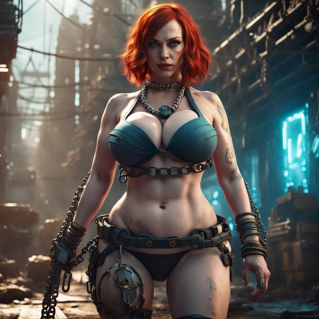 Enslaved Beauty in Cyberpunk Chains