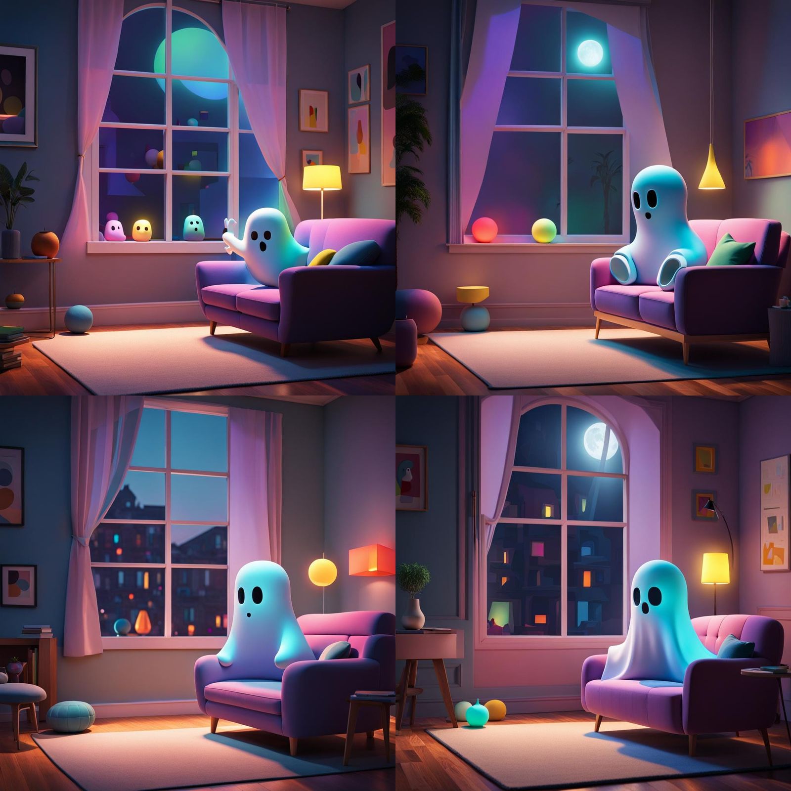 Ghost in Living Room: Surreal Concept Art