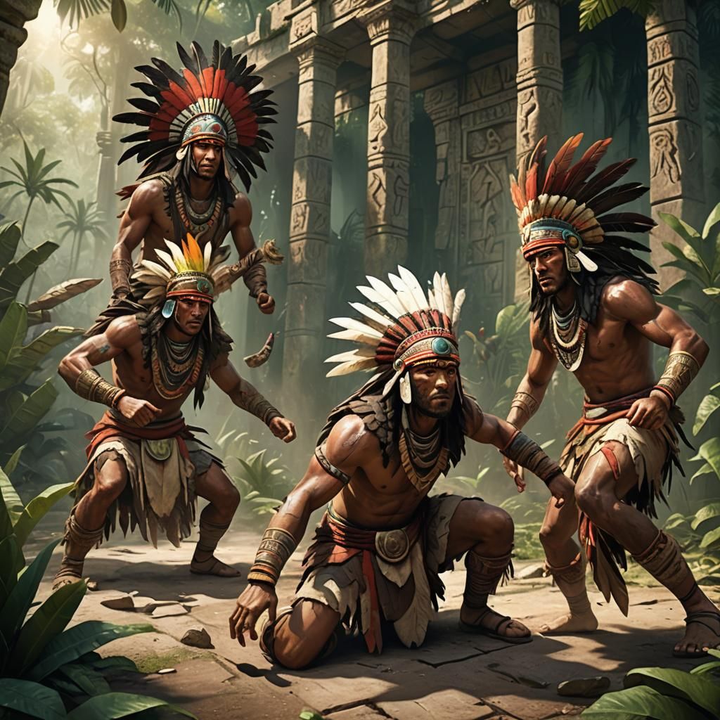 Intense Ulama Game in Ancient Mesoamerican Jungle