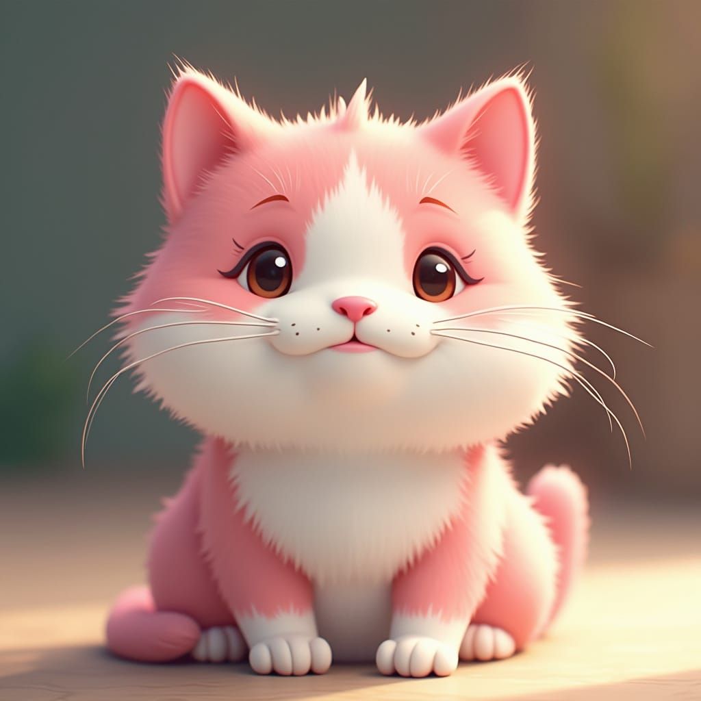 Charming Ghibli-Inspired Feline Portrait with Digital Glitch