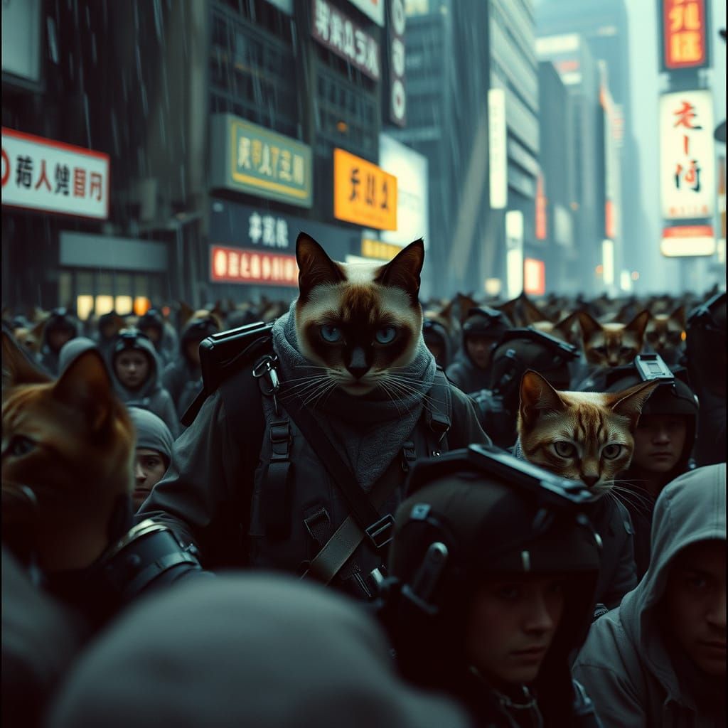 Dystopian Cat Metropolis Ruled by Feline Overlords