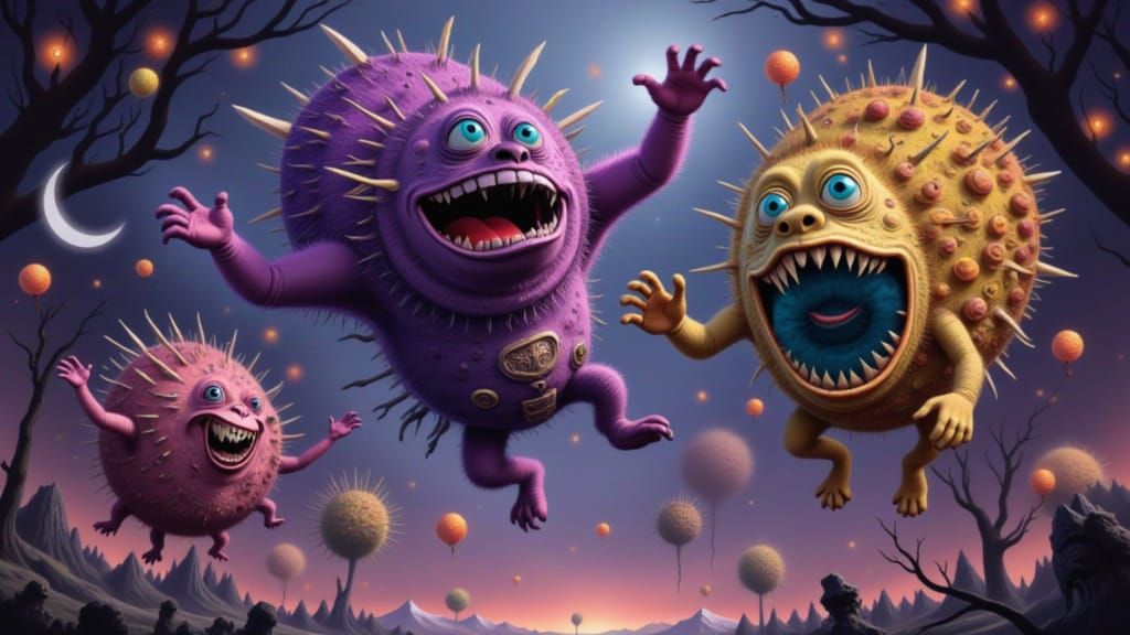 Dramatic Figure Jump in Dark Fantasy Landscape