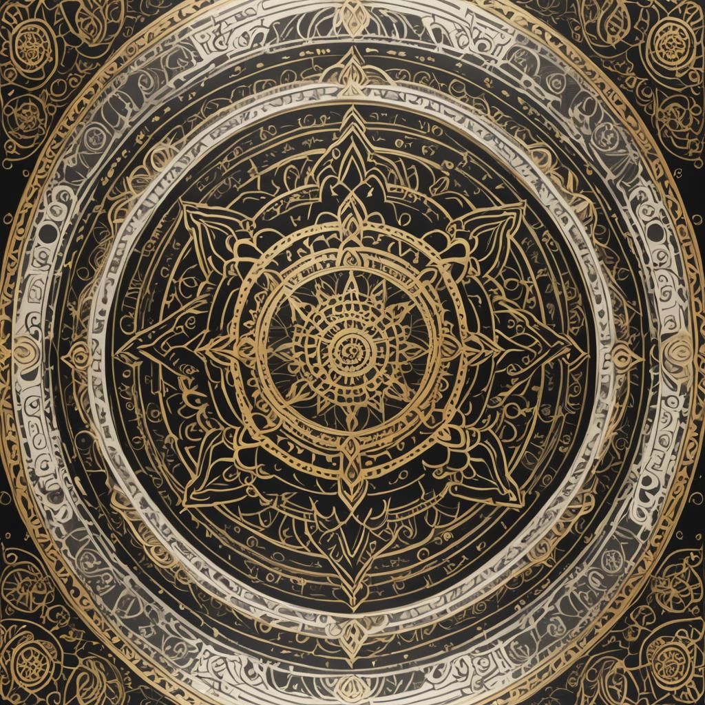 Occult Shield Mandala with Intricate Book Border