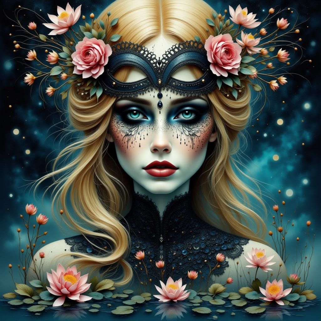 Ethereal Gothic Lady in Moonlit Baroque Elegance