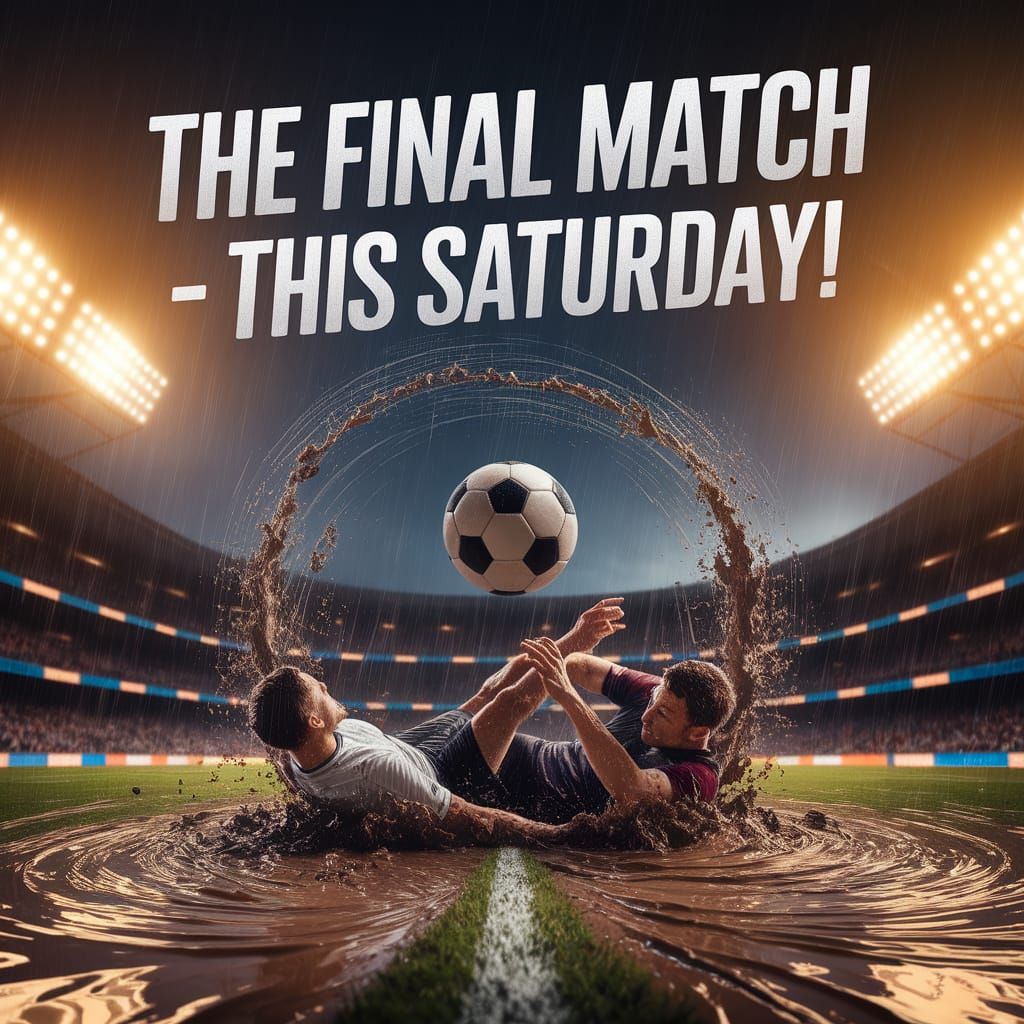 Intense Football Slide Tackle Under Floodlights