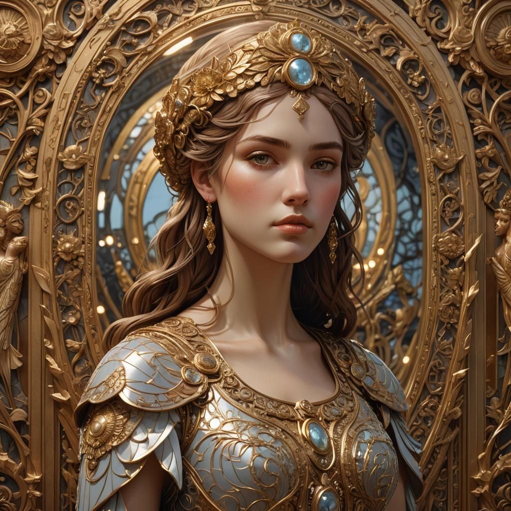 Art Nouveau Mirror Scene with Euryale