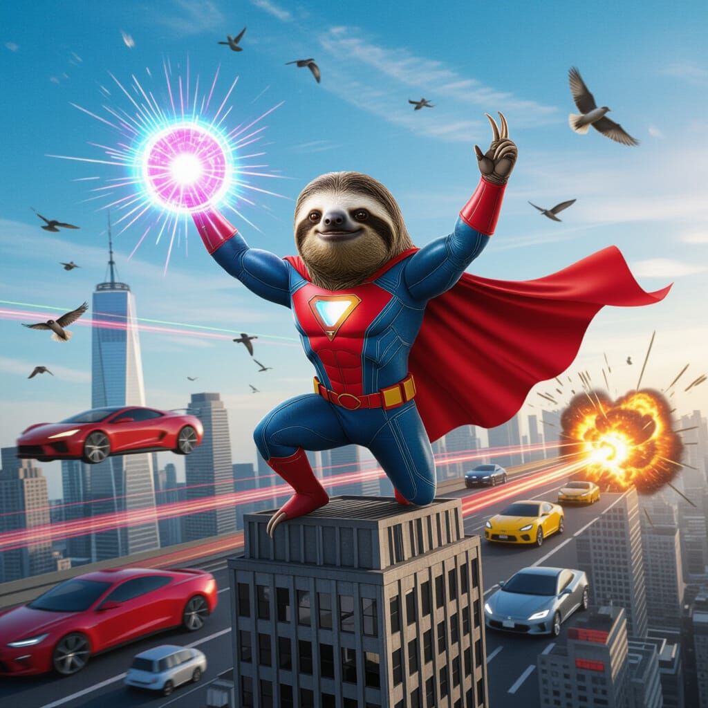 Hilarious Sloth Superhero in Marvel Parody Style