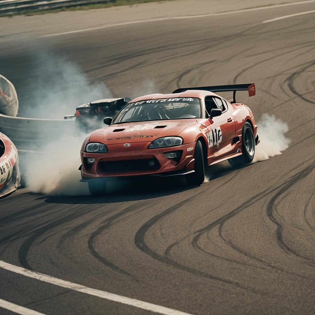 Toyota Supra Crash: Cinematic Drift on Racetrack
