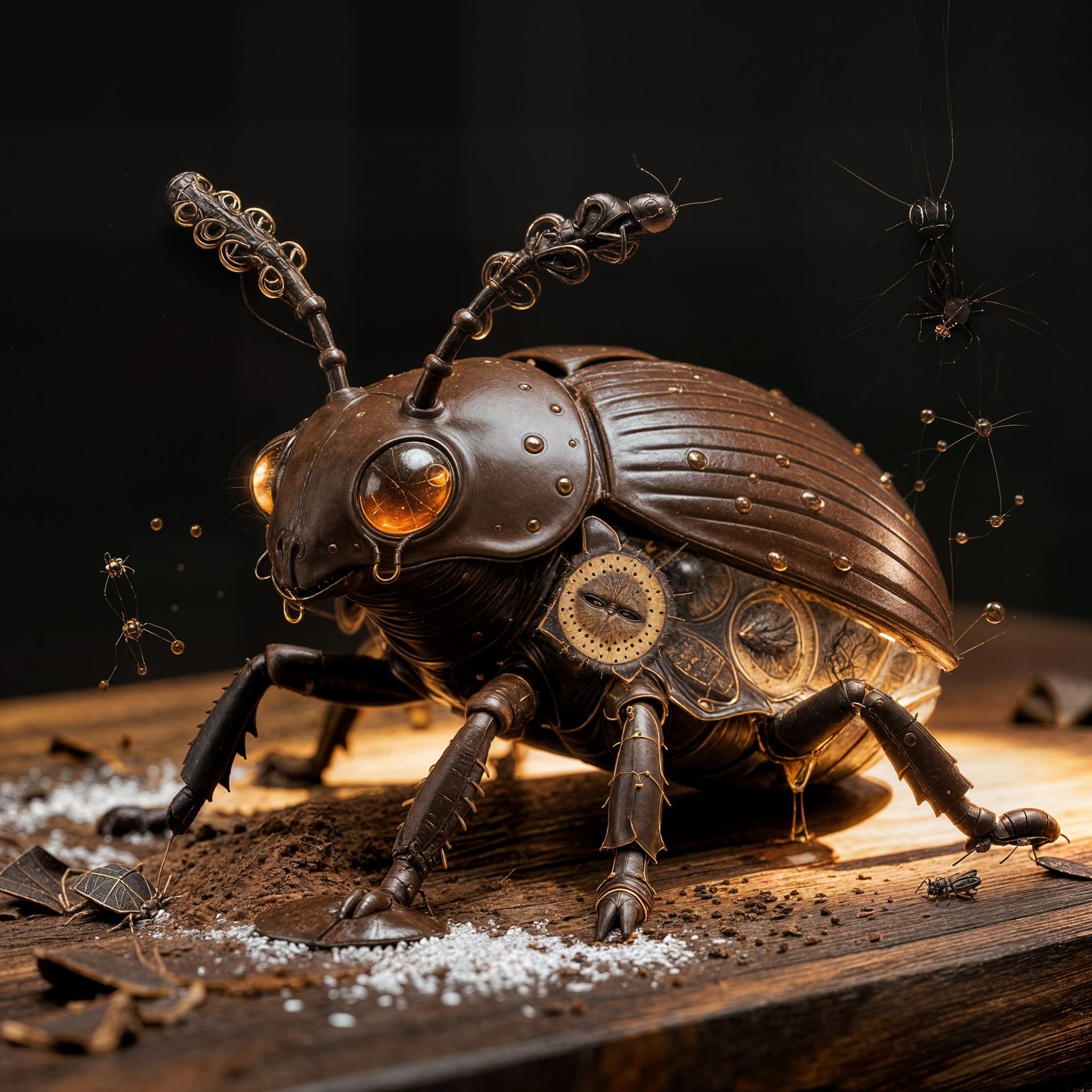 Hyperrealistic Chocolate Beetle Sculpture
